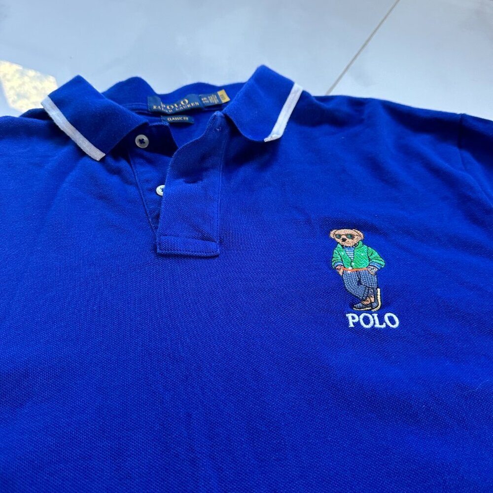 Ralph Lauren | Bear Polo Shirt | XXL | Classic Fit | Royal Blue | 100% Cotton - Picture 2 of 16